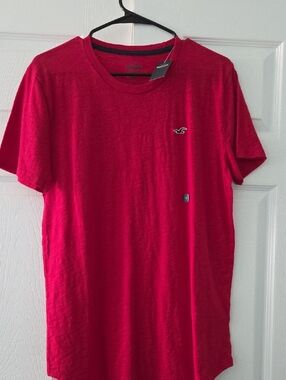 Hollister Men's Short Sleeve Crew T-Shirt in Red